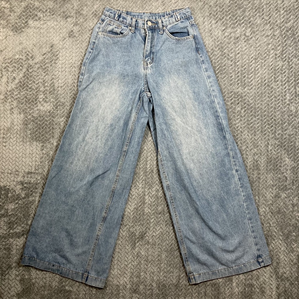 Dazy Baggy Wide Leg Jeans Womens S Blue High Rise Skater Denim Grunge Streetwear